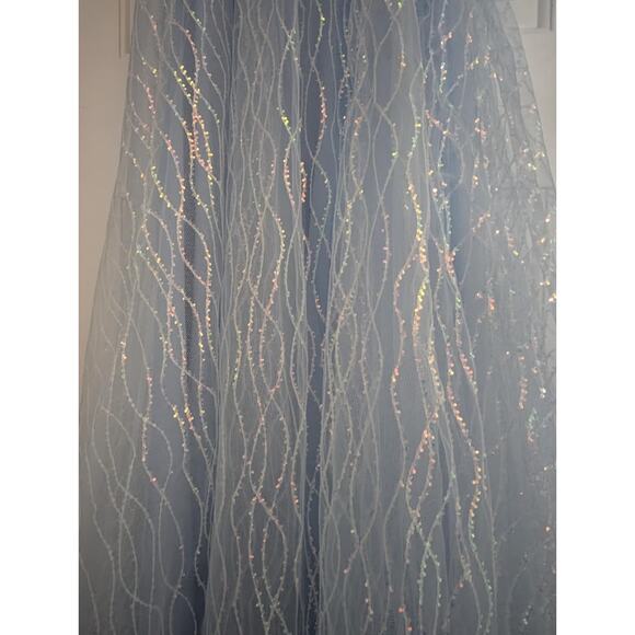 Amiyah Formal Blue Sequin Tulle Corset A-Line Maxi Dress Homecoming Prom Size S - Picture 5 of 16